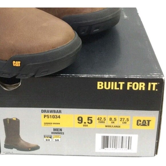 CAT Caterpillar P51034 Drawbar Pull-On Soft Toe Summer Brown Work Boots Shoes - Picture 10 of 10